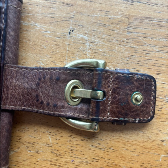 Coach Vintage Brown Leather Wallet with Buckle, Y2K Coach - Picture 7 of 12
